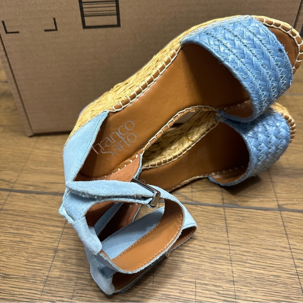 Franco Sarto Clemens Women’s Raffia Espadrille with Ankle Strap NEW 6.5 US Blue - Picture 4 of 6